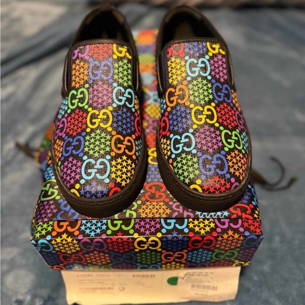 Gucci Colorful GG Pattern Slip-Ons